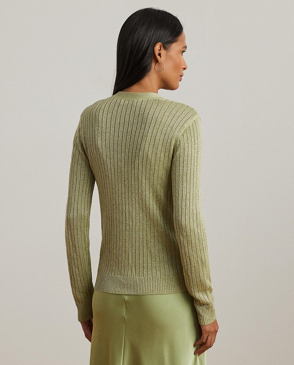 Cardigan de Linho com Corte Justo Verde-3