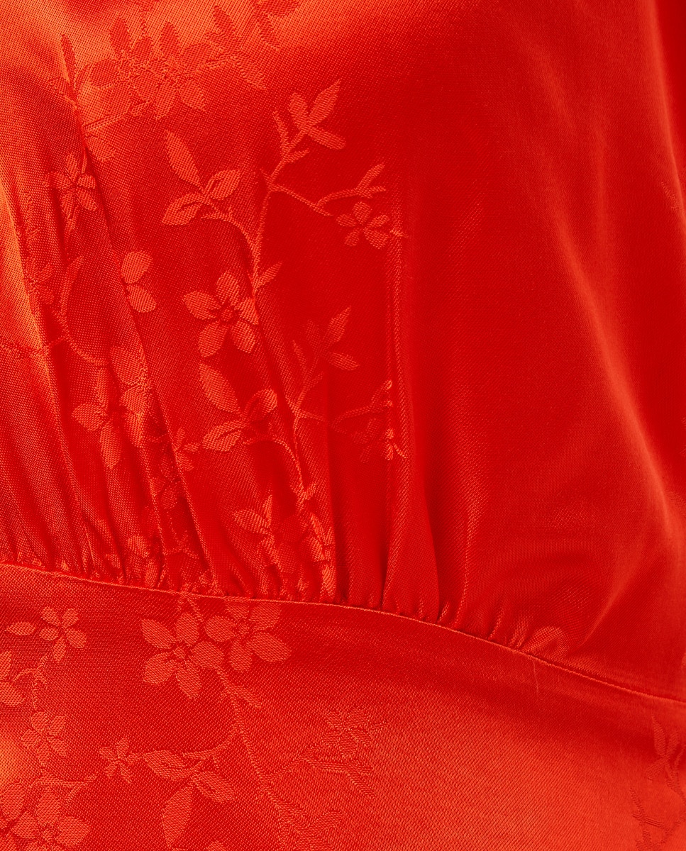 Vestido Jacquard com Decote Halter Cruzado Açafrão-5