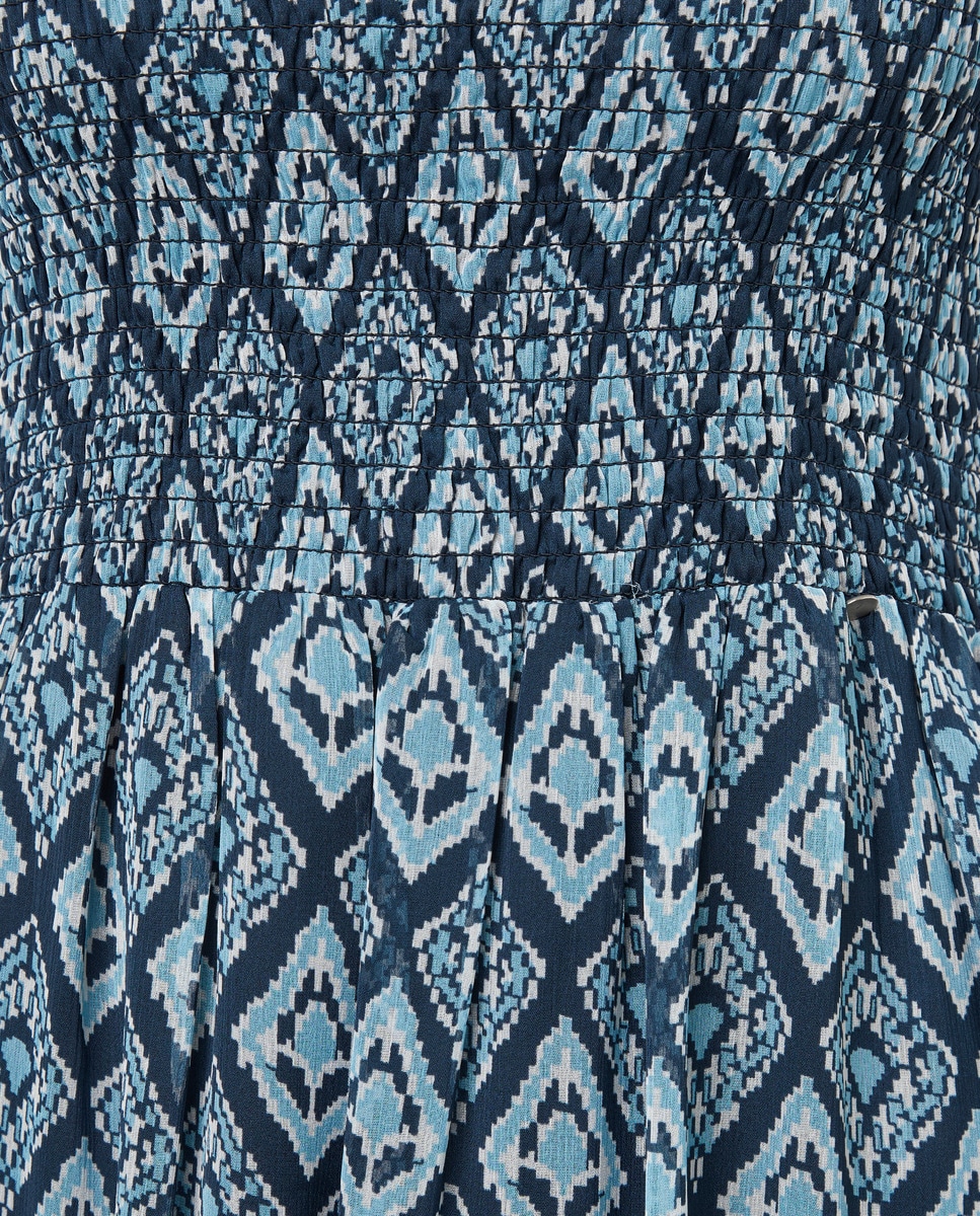 Vestido de Sarja com Decote Caicai Azul-marinho-5