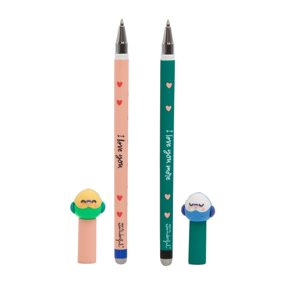 Set de 2 bolis borrables Bo-Bo para parejas Mr Wonderful: I love you more 2
