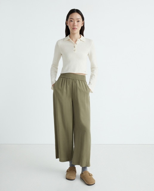 Imagen 0 de Pantalón de mujer con cintura alta fruncida