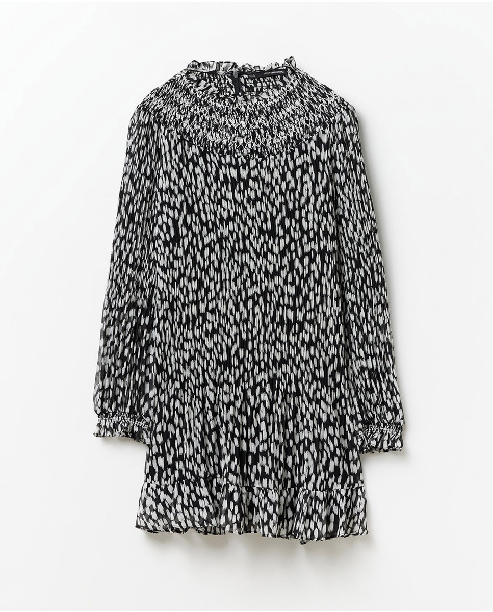 Vestido mini estampado Preto-9