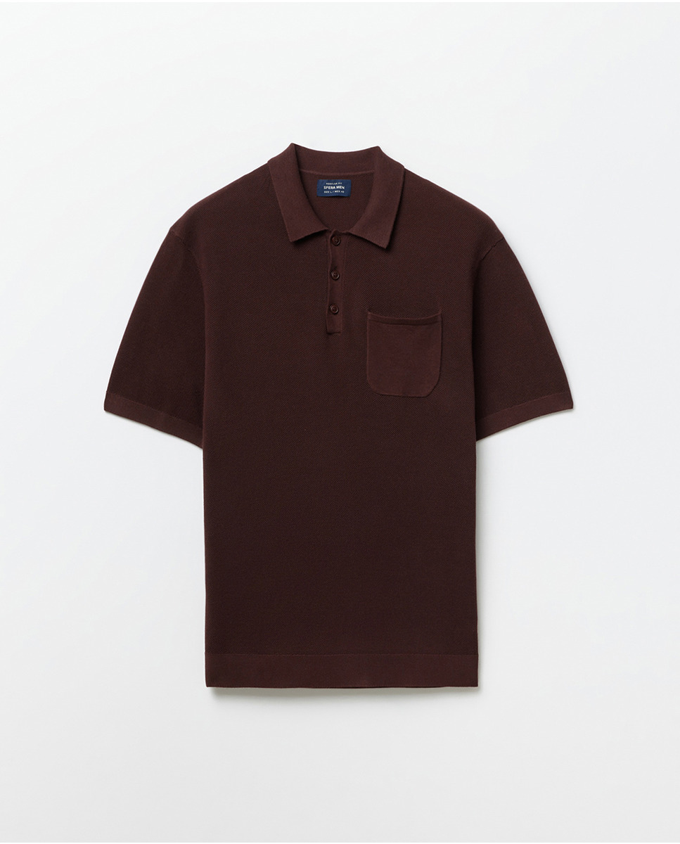 Camisola de Malha Tipo Polo com Estrutura Bordeaux-6