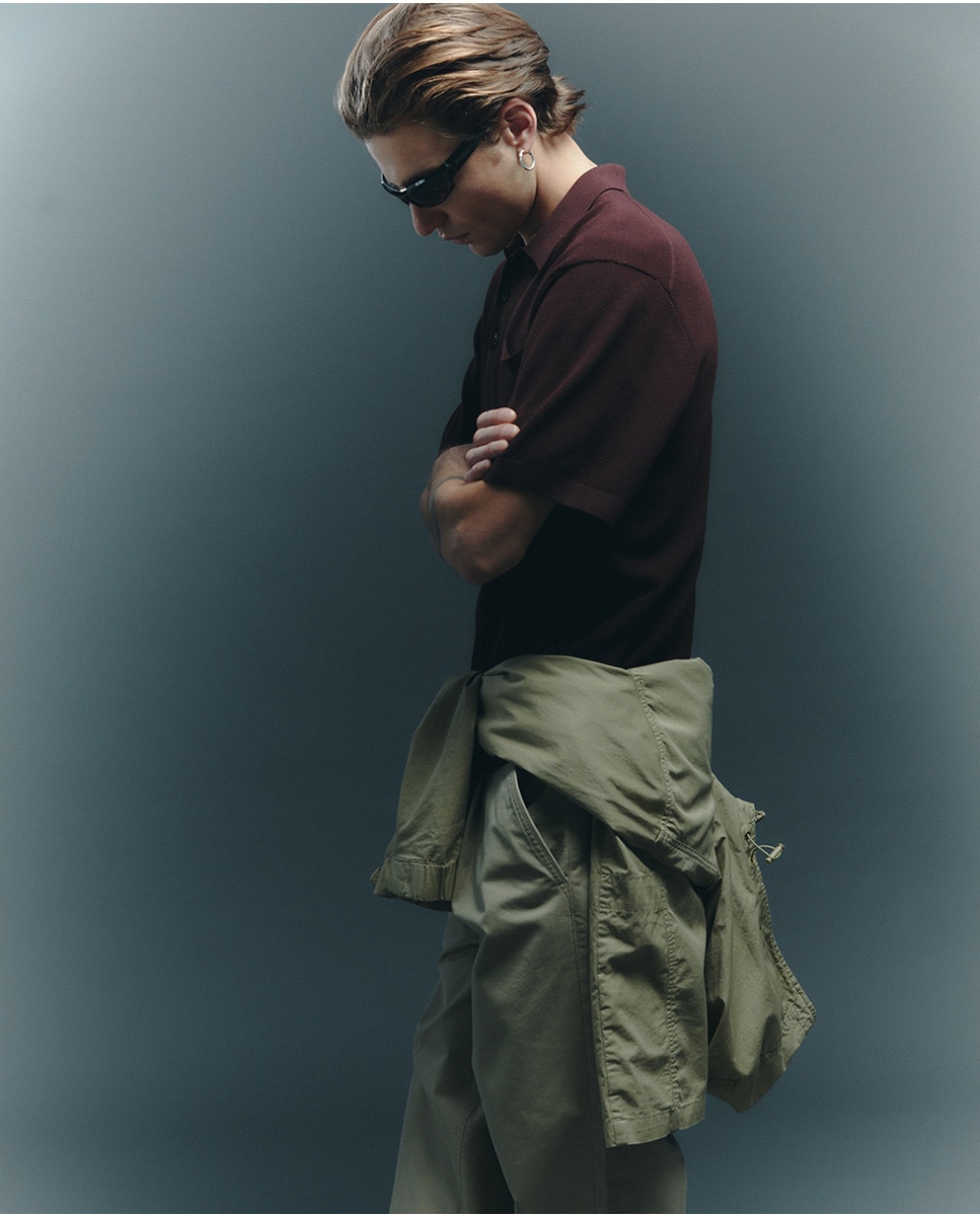 Camisola de Malha Tipo Polo com Estrutura Bordeaux-2