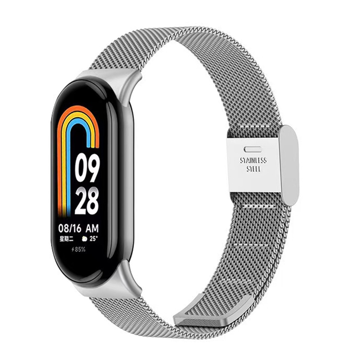 Pack de 2 unidades Correa deportiva Friendly License Loop Magenta y Milanesa para Xiaomi Smart Band 9 y 8 Plata / Rosa-3