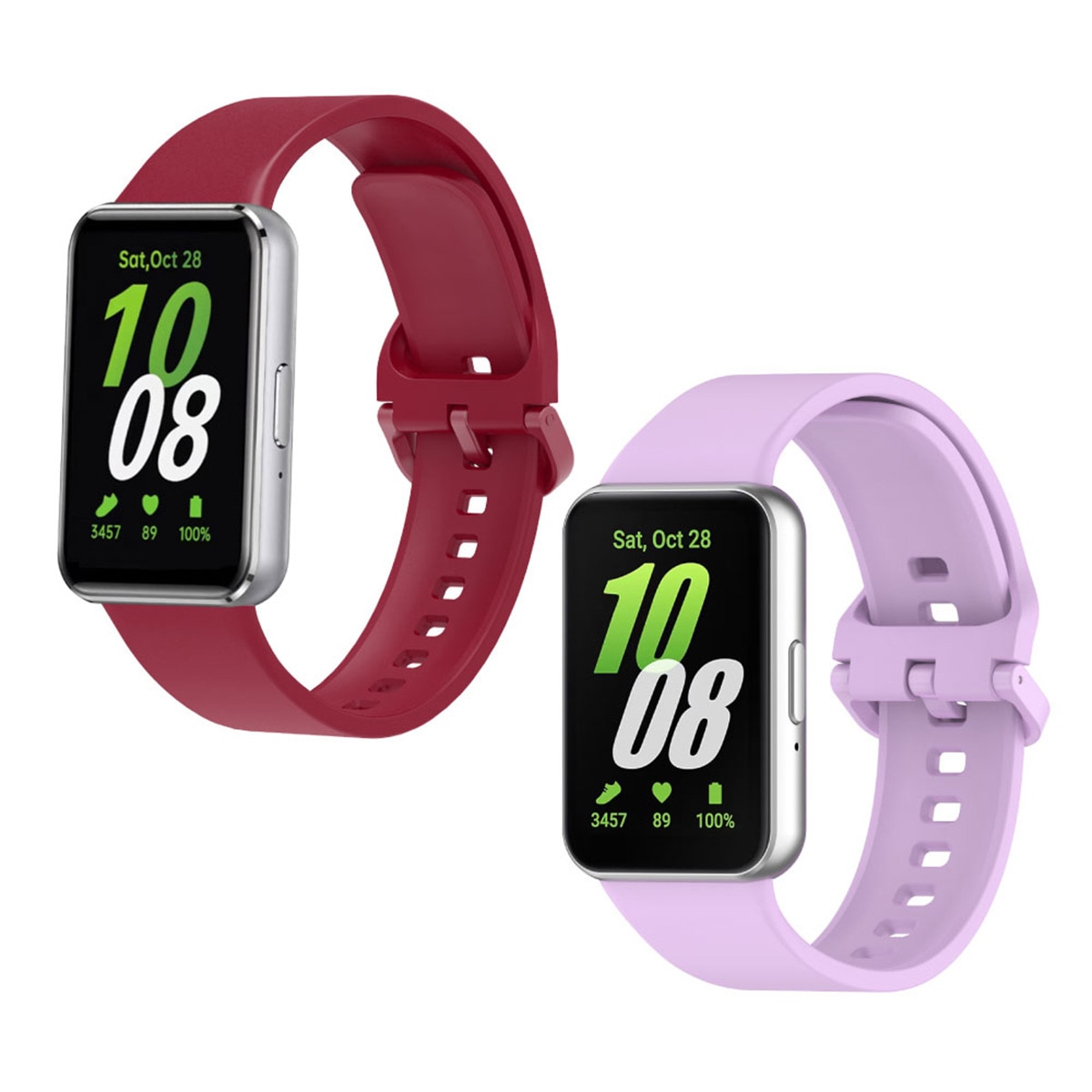 Pack de 2 unidades Correa Silicona Friendly License Vino y Lila para Samsung Galaxy Watch Fit 3 Multicolor-1