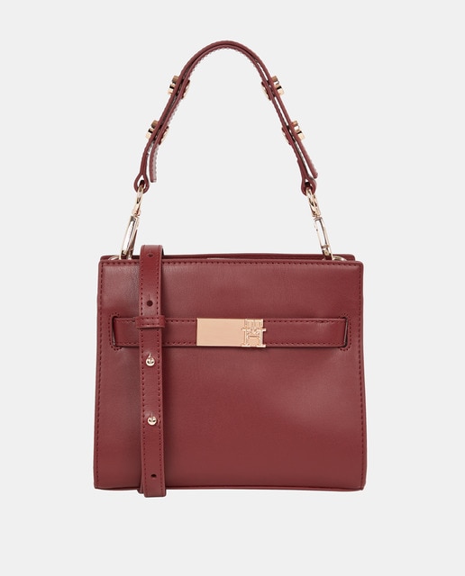 Imagen 0 de Bolso estilo mini satchel de mujer en color burdeos de Tommy Hilfiger