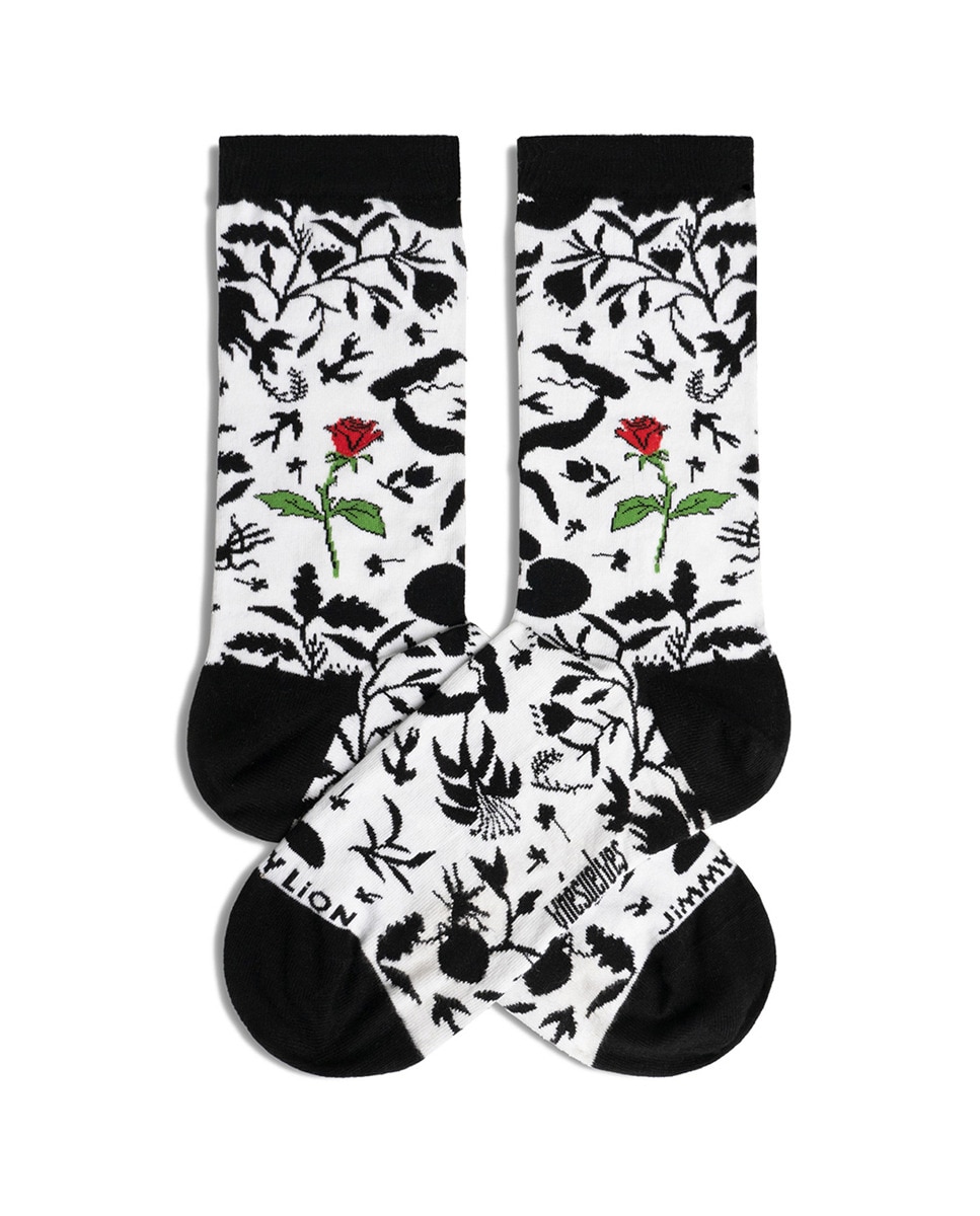 Meias Ynes Suelves Jardim - Branco Preto-1