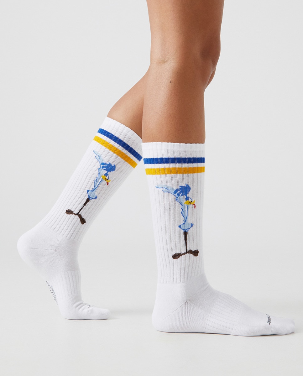 Meias Atléticas Looney Tunes Road Runner and Coyote - Branco Branco-3