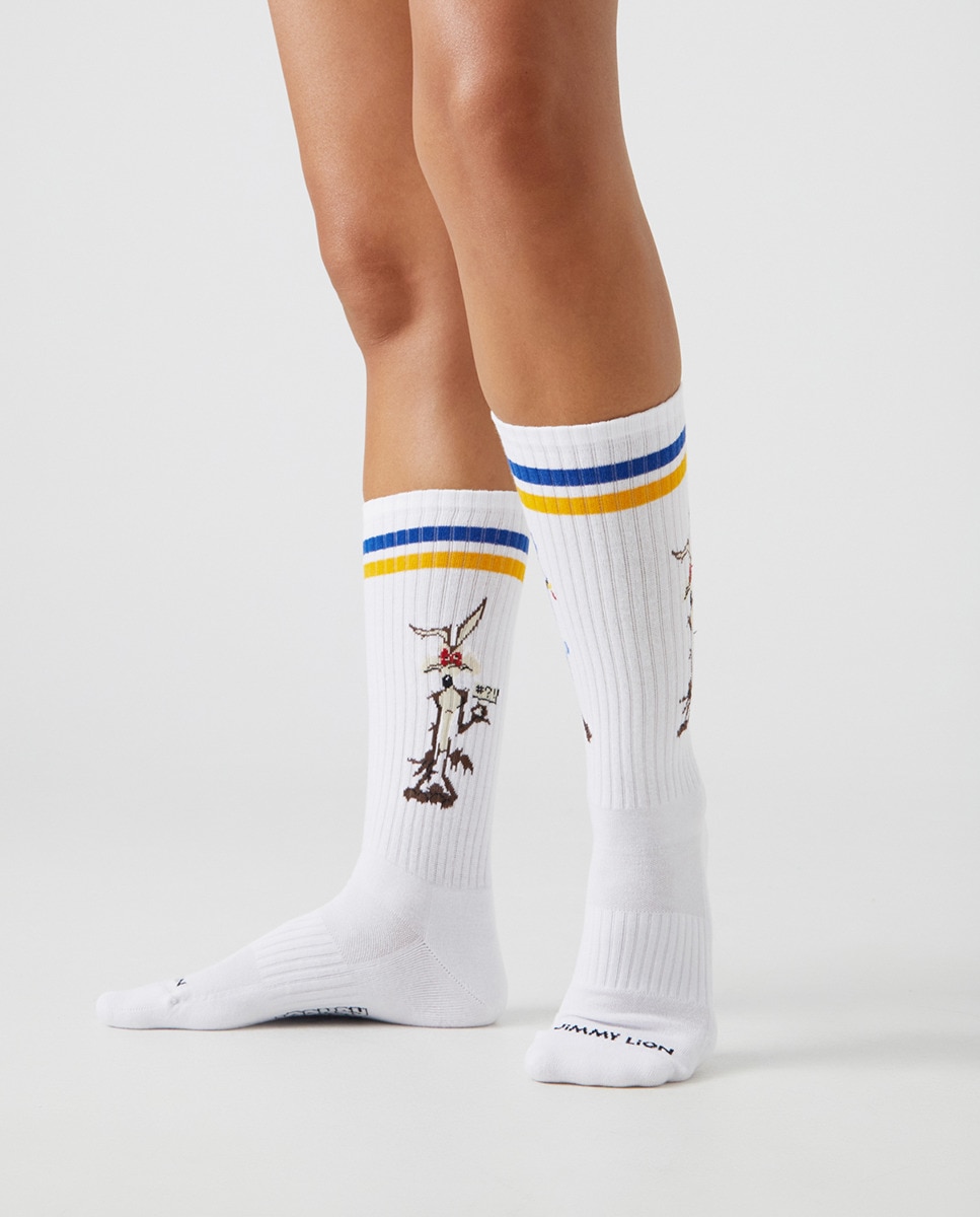 Meias Atléticas Looney Tunes Road Runner and Coyote - Branco Branco-2