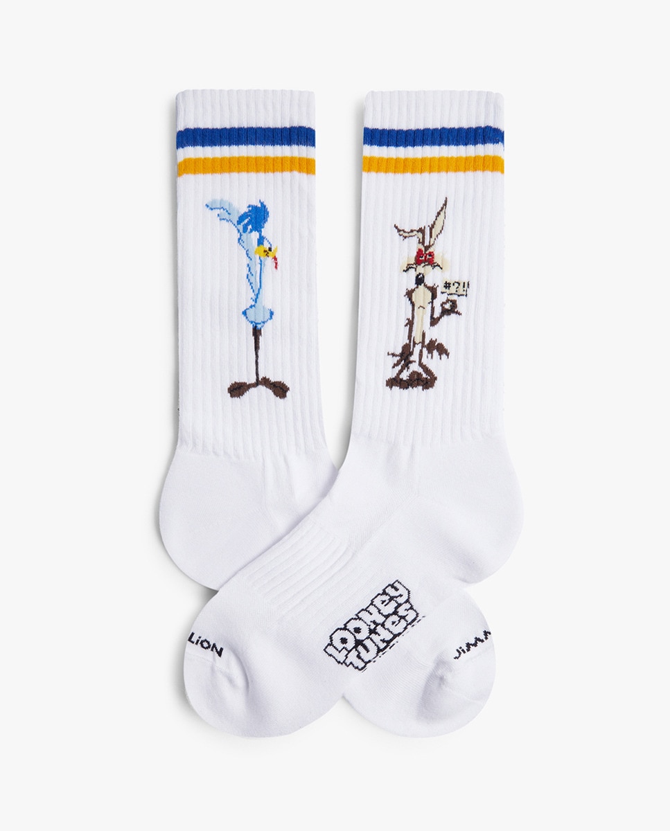 Meias Atléticas Looney Tunes Road Runner and Coyote - Branco Branco-1
