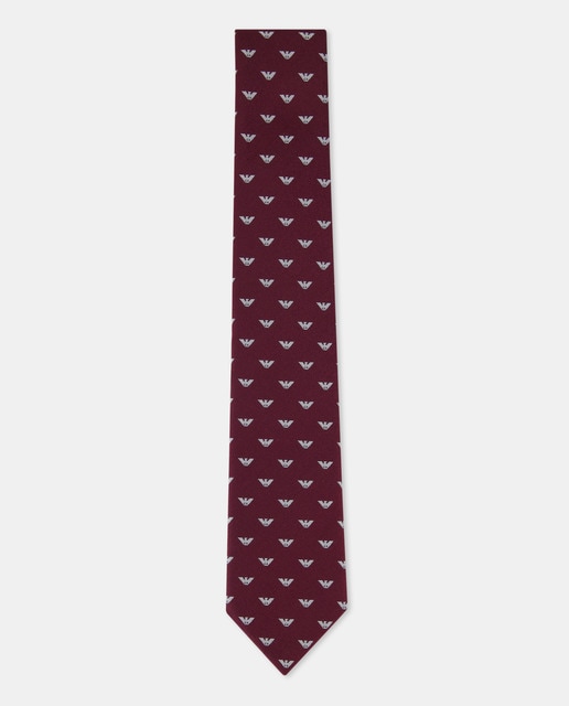 Imagem 0 de Gravata de Seda com Motivo Integral de Micro Águia em Tecido Jacquard
