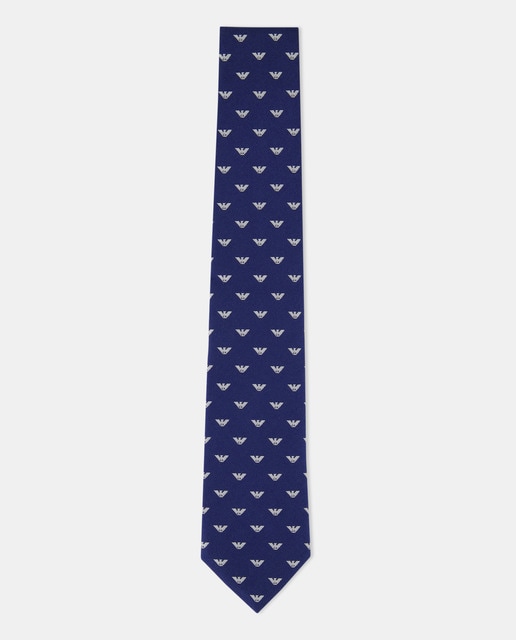 Imagem 0 de Gravata de Seda com Motivo Integral de Micro Águia em Tecido Jacquard