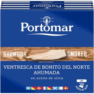 ventresca de bonito del norte ahumada en aceite de oliva lata 75 g neto escurrido - Portomar