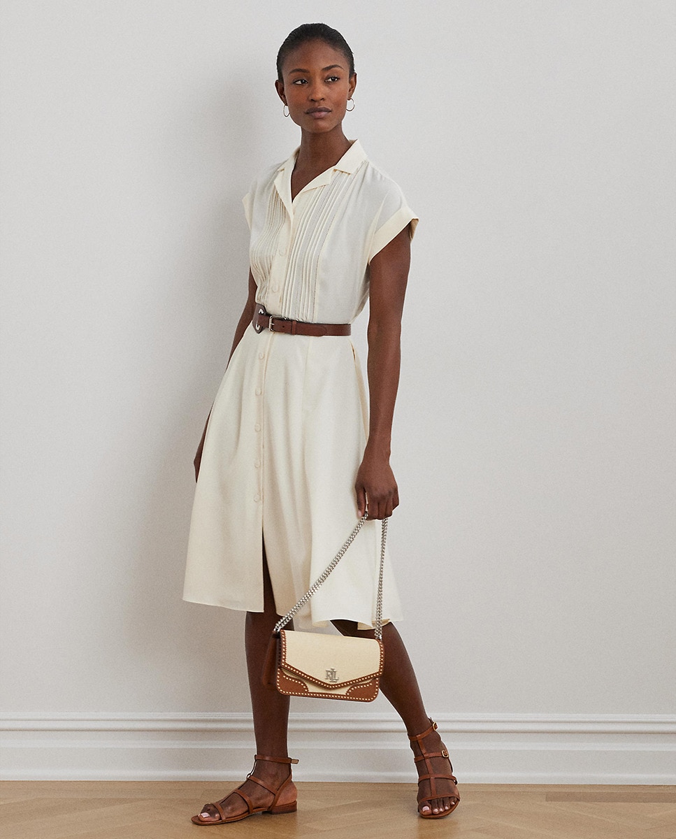 Vestido Camiseiro Midi com Cinto Cru-6