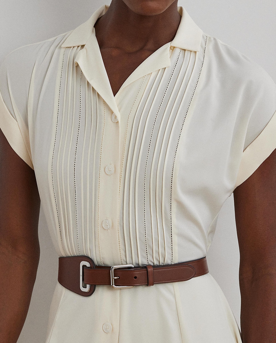 Vestido Camiseiro Midi com Cinto Cru-5