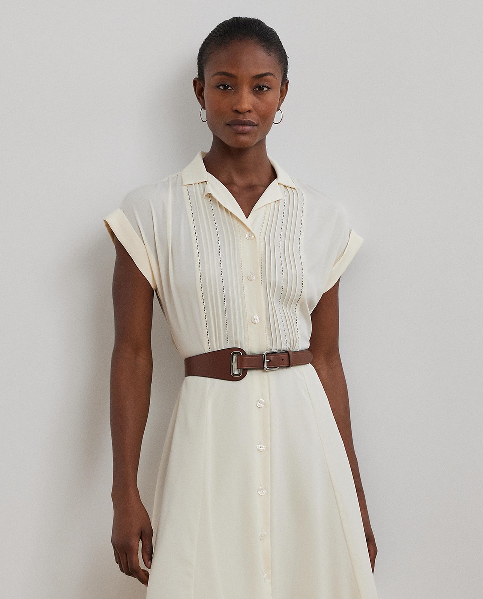 Vestido Camiseiro Midi com Cinto Cru-4