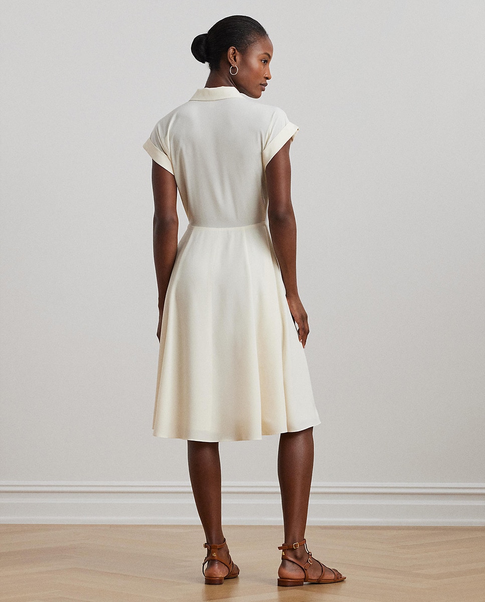 Vestido Camiseiro Midi com Cinto Cru-3