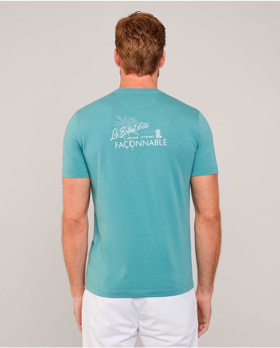 T-shirt de Manga Curta com Estampado nas Costas Verde-2