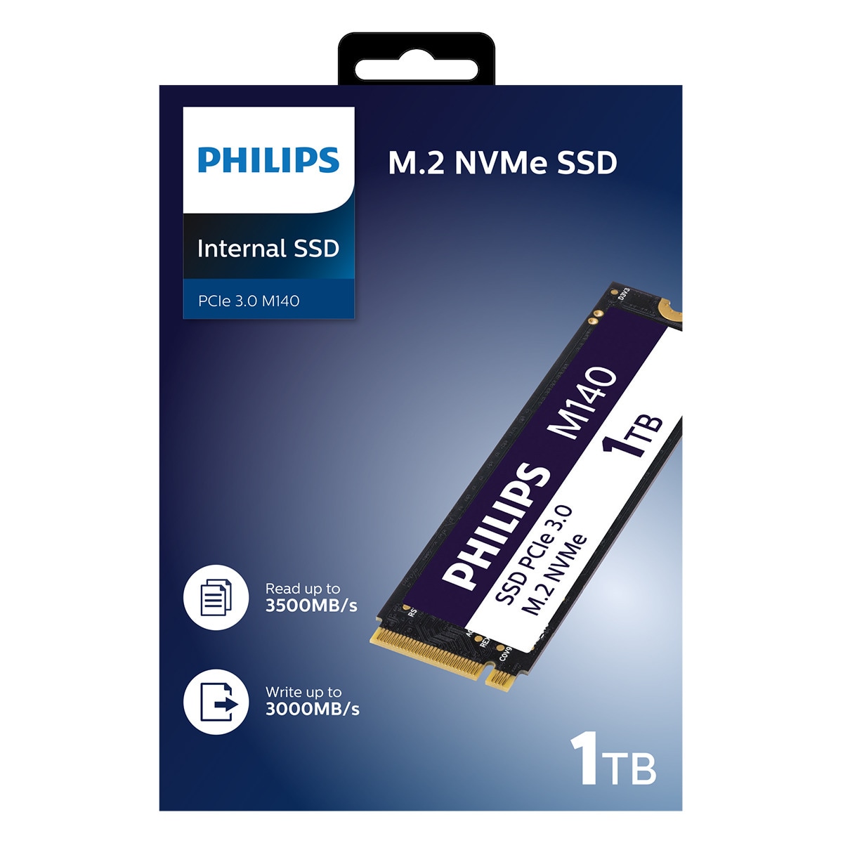 Disco SSD interno Philips M140, 1TB NVMe PCIe Gen 3 M.2 2280 Negro-3