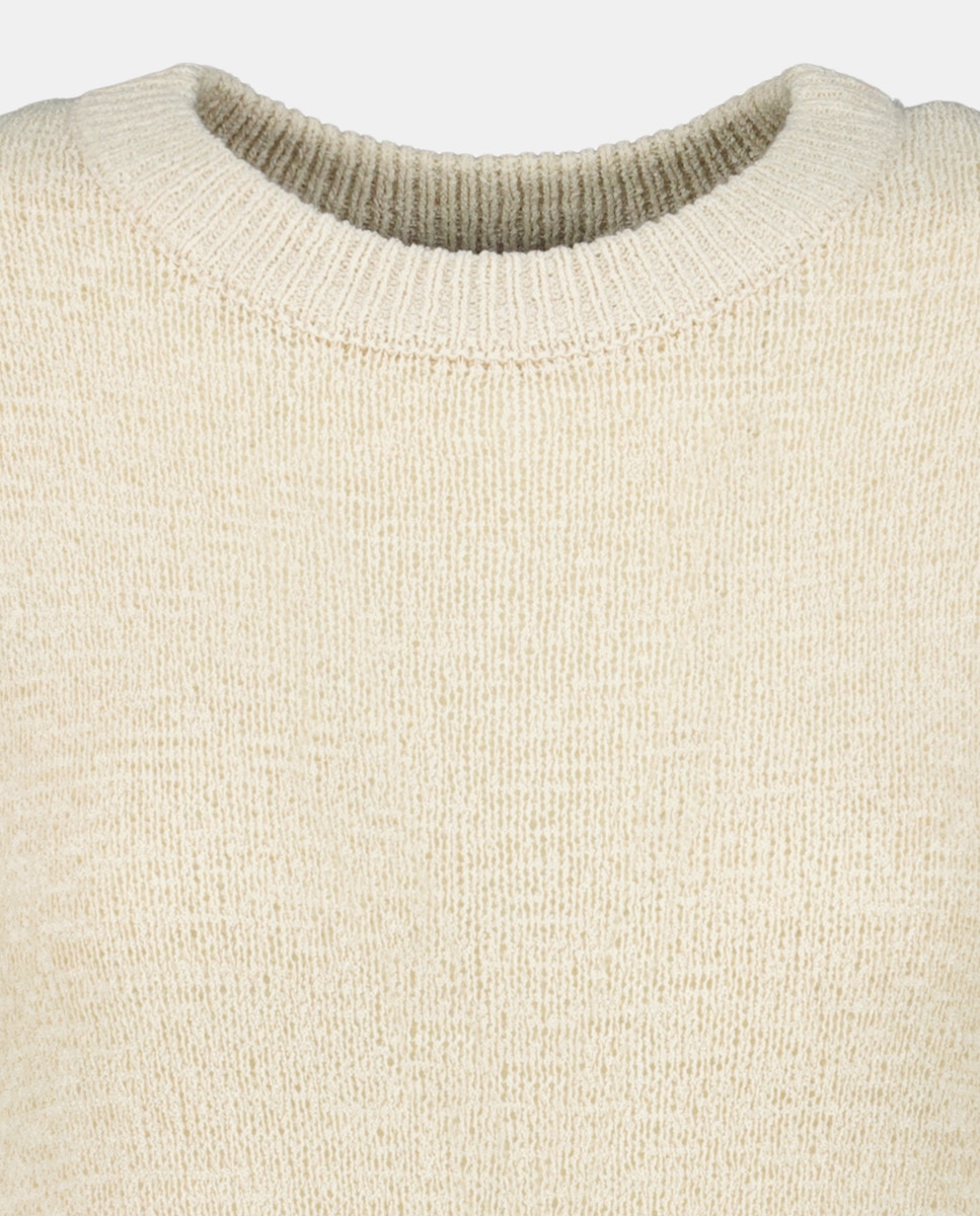 Camisola de Malha Comprida com Fita e Aberturas Torrado-5