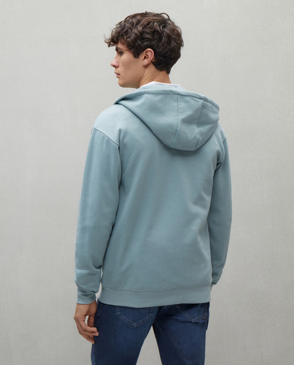 Sweatshirt com Fecho de Correr Verde Sálvia-3