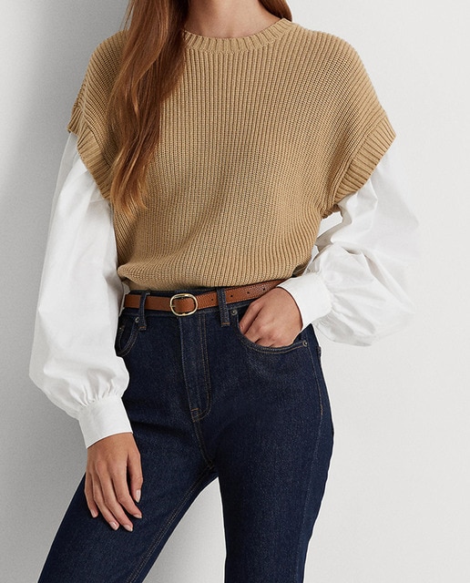 Imagen 0 de Chaleco de punto de mujer combinado