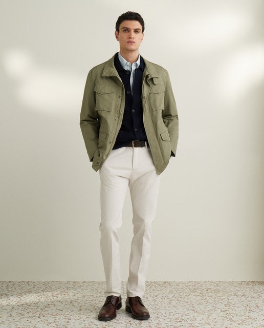 Imagen 0 de Field jacket de hombre con mezcla de lino - algodón