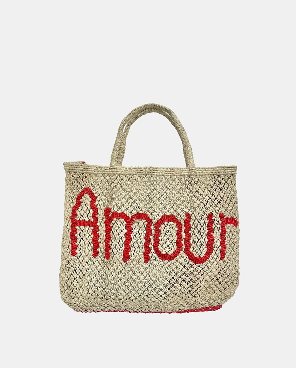 Mala Pequena Modelo Amour Word Bag - Preto Natural-1