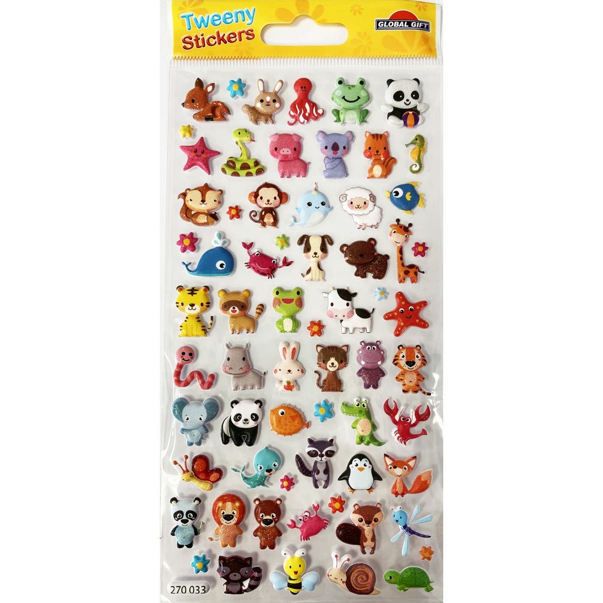 Pegatinas tweeny foamy animales adorables glitter Global Gift multicolor Multicolor-1