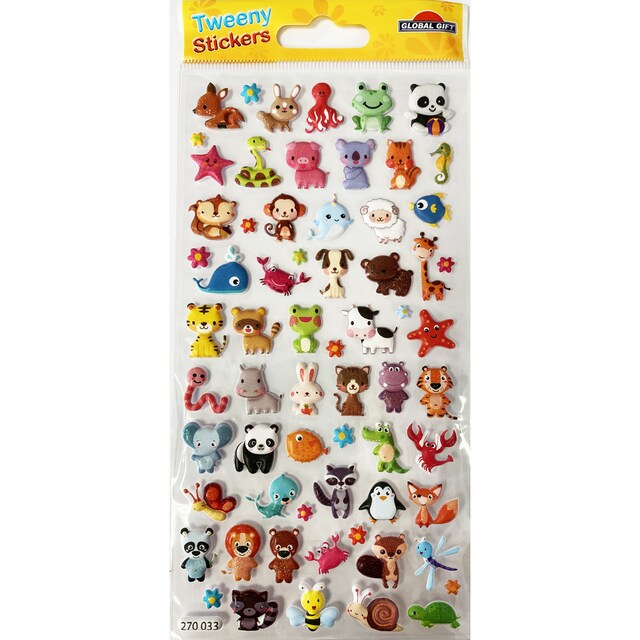 Imagen 0 de Pegatinas tweeny foamy animales adorables glitter Global Gift multicolor