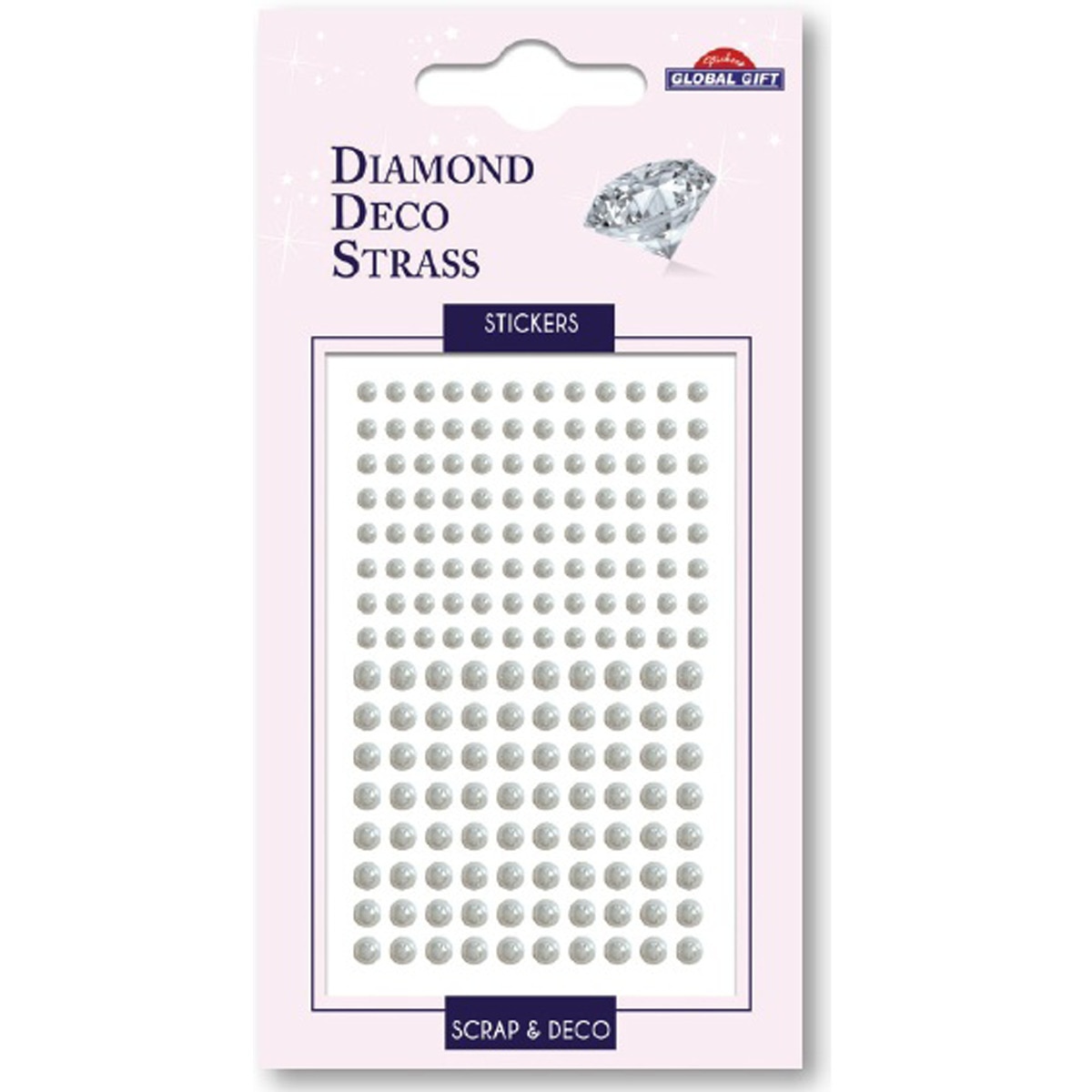 Imagen 0 de Pegatinas diamond deco strass mini perlas blancas Global Gift multicolor