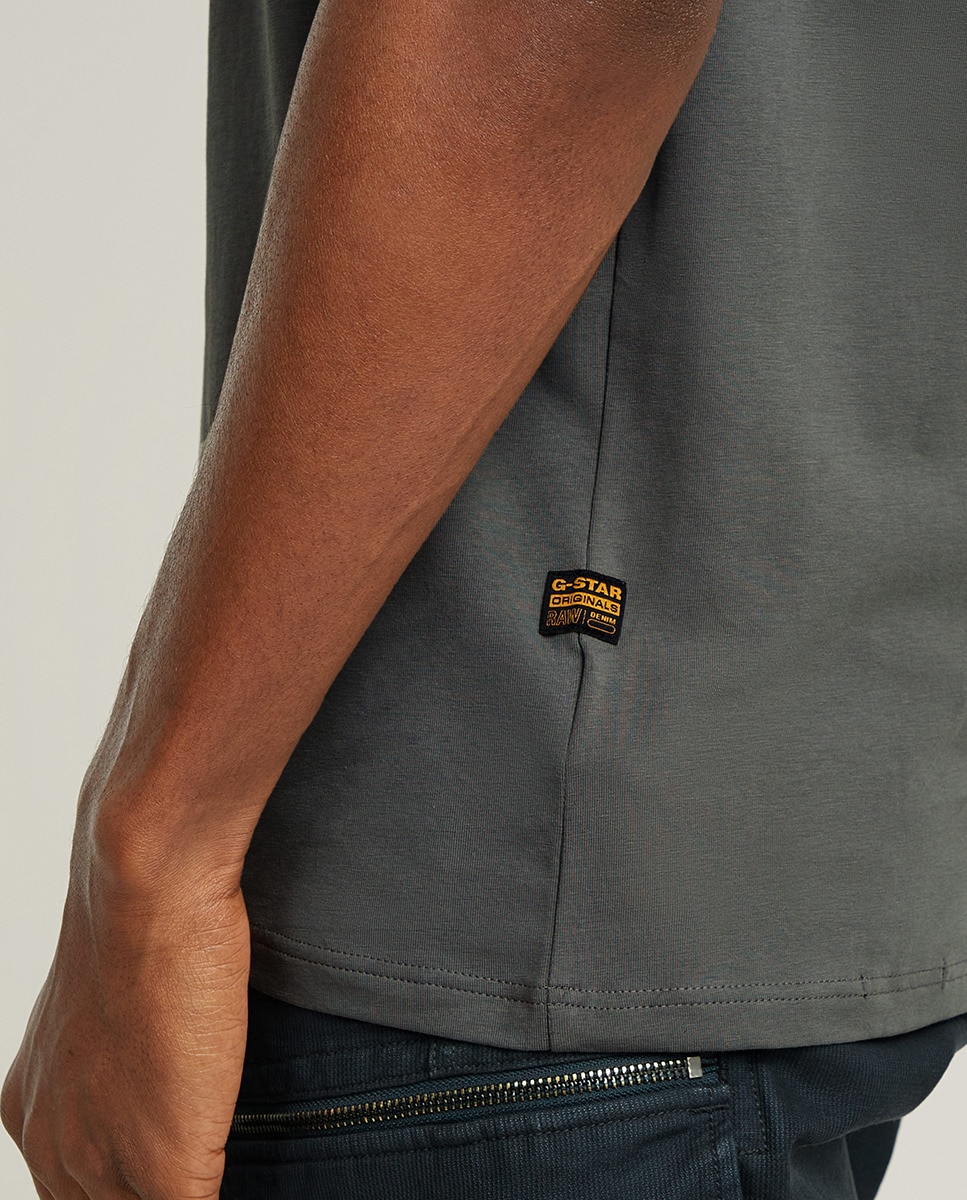 T-shirt Base Slim em Algodão Orgânico com Manga Curta Cinzento-4