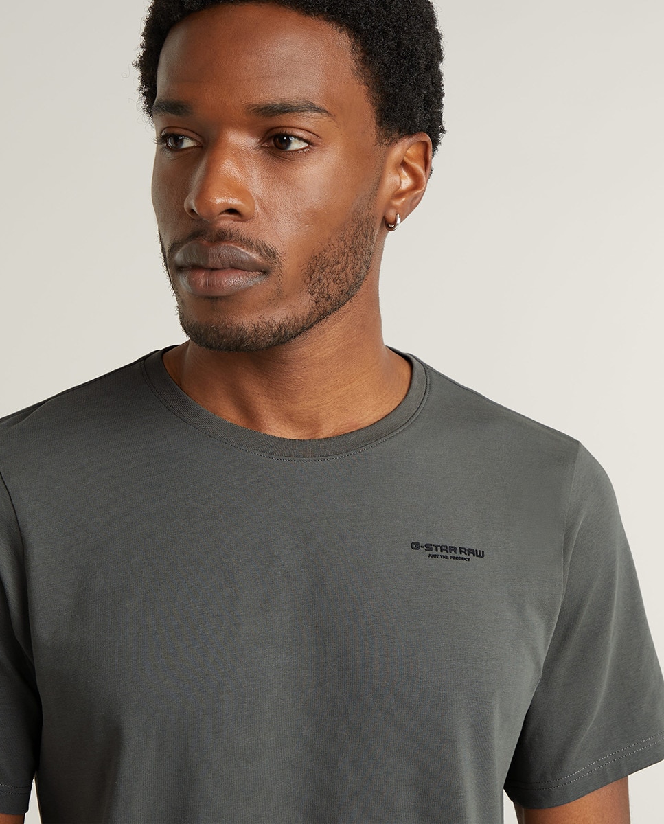 T-shirt Base Slim em Algodão Orgânico com Manga Curta Cinzento-3