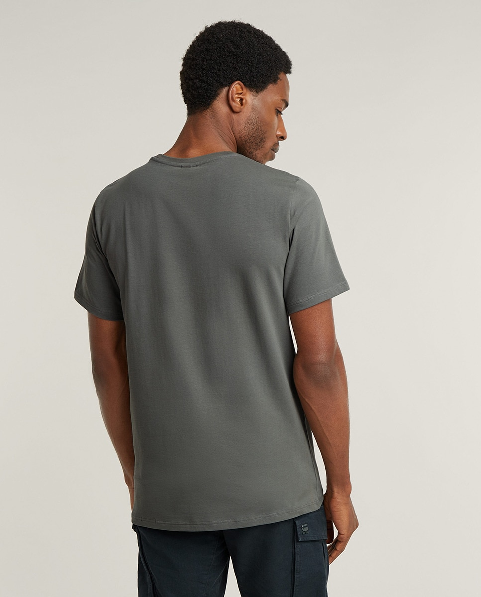 T-shirt Base Slim em Algodão Orgânico com Manga Curta Cinzento-2