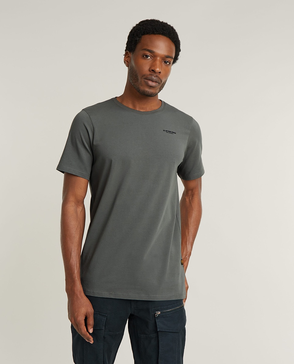 T-shirt Base Slim em Algodão Orgânico com Manga Curta Cinzento-1