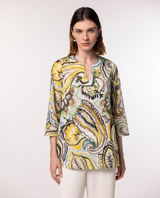 Imagem 0 de Blusa com Estampado Paisley e Manga 3/4