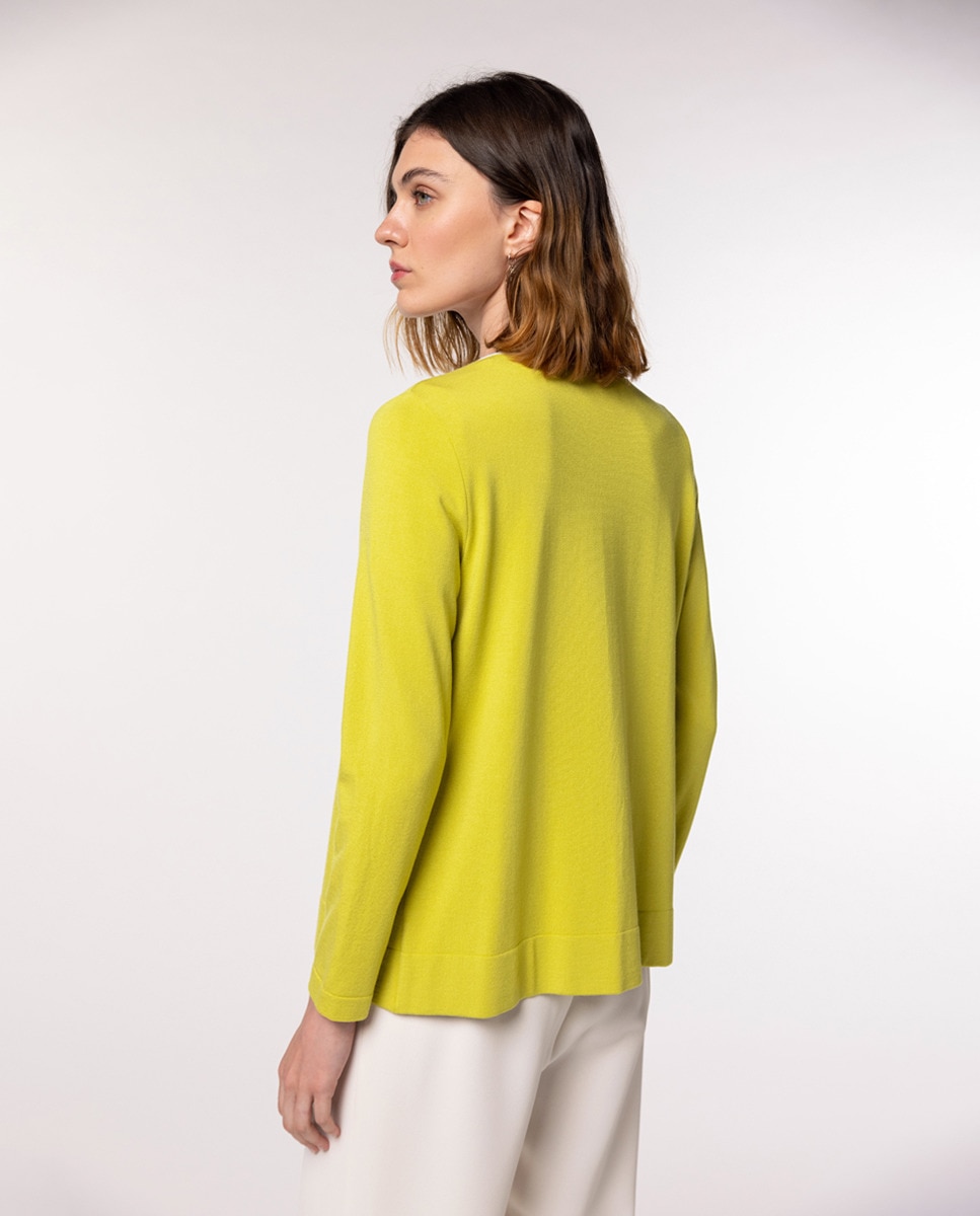 Twin Set com Casaco de Manga Comprida e Camisola de Malha de Manga Curta Verde-claro-2