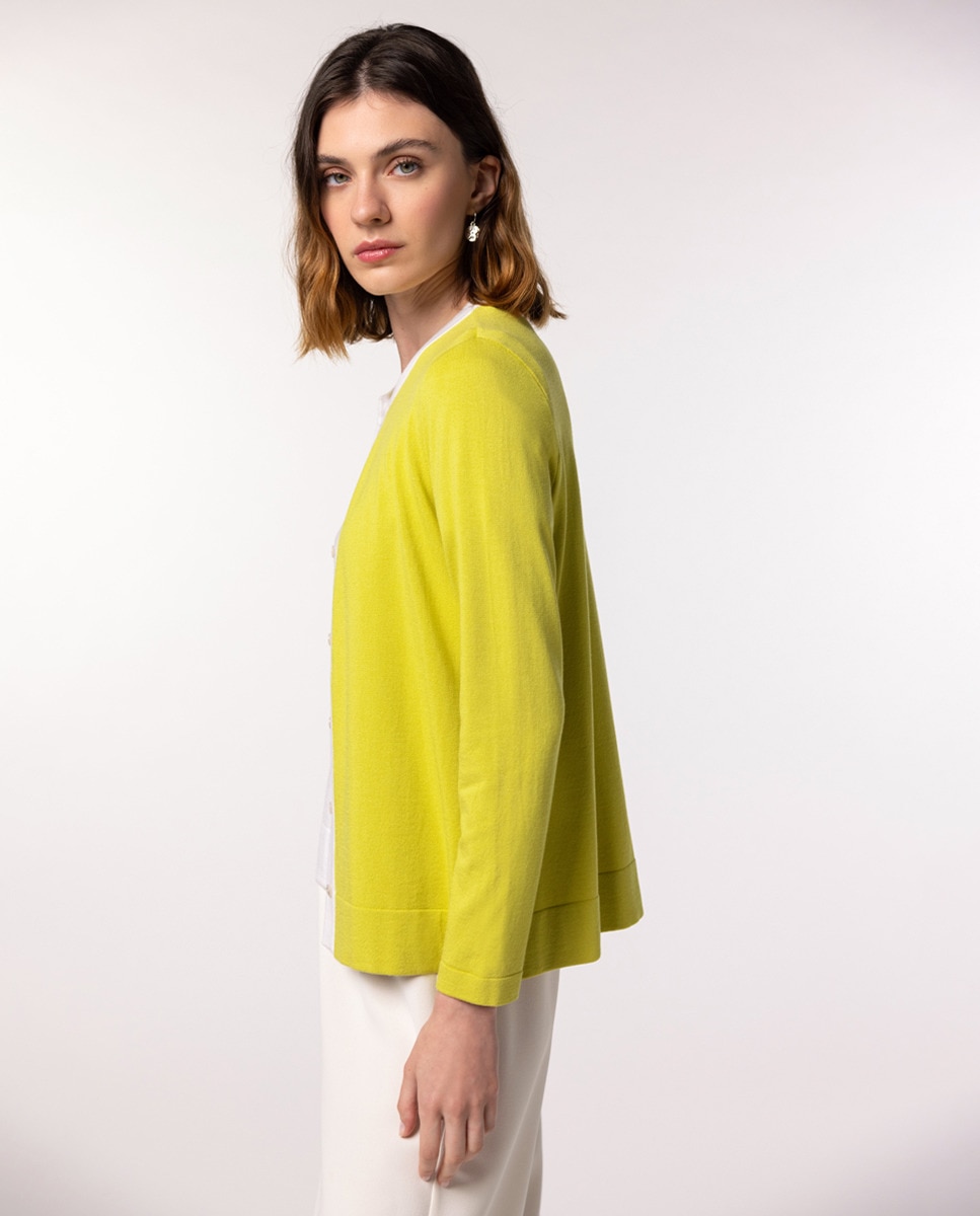 Twin Set com Casaco de Manga Comprida e Camisola de Malha de Manga Curta Verde-claro-3