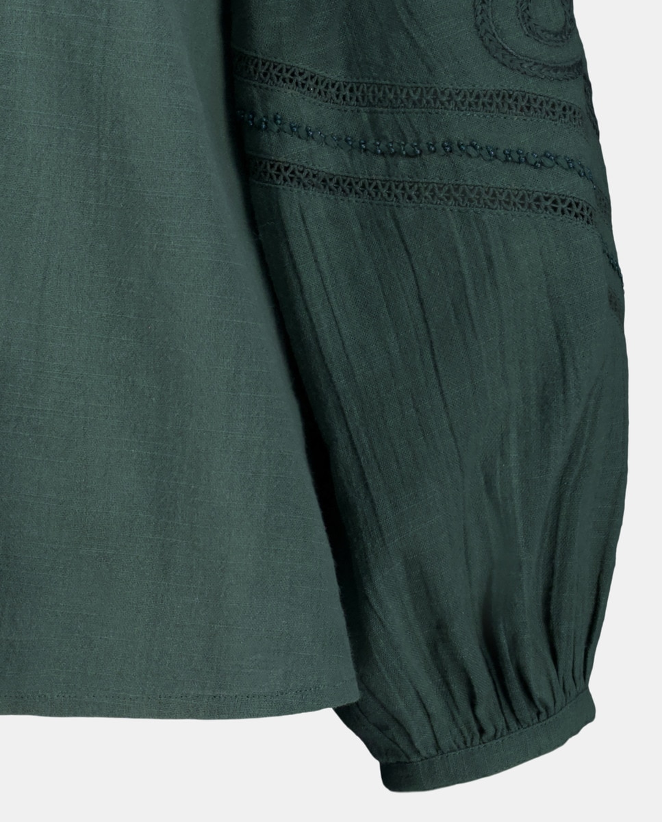 Blusa de Manga Comprida com Bordados Verde-5