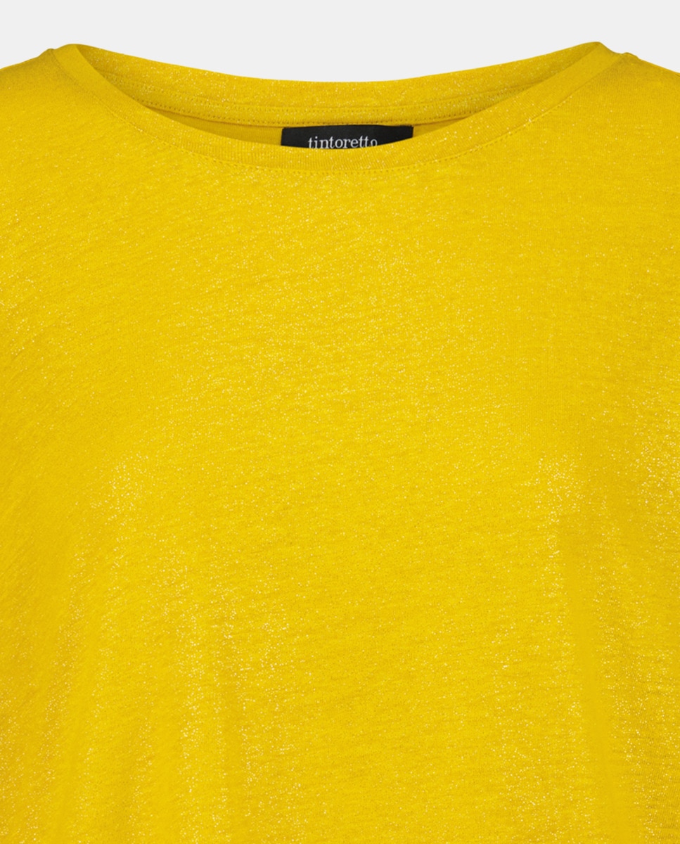 T-shirt de Linho com Decote Redondo 370 Ocre-5