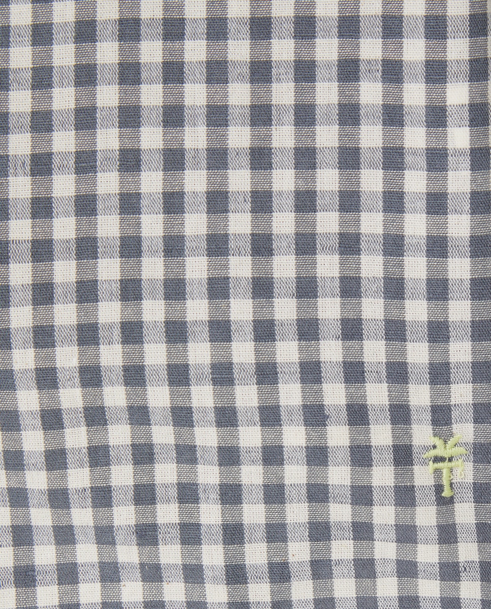 Camisa com Colarinho de Camisa Azul-5