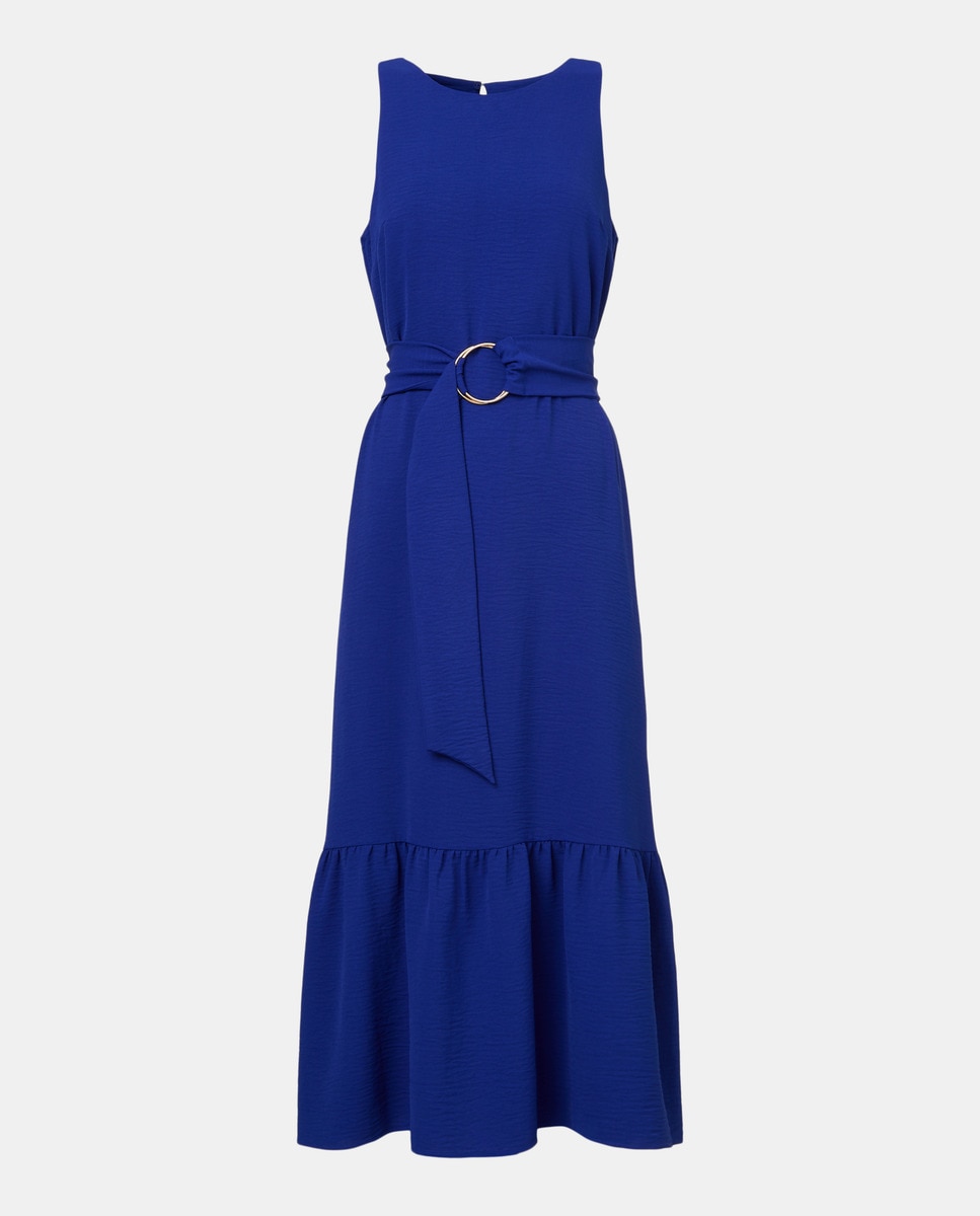 Vestido sem Mangas e com Lavagem Azul-4