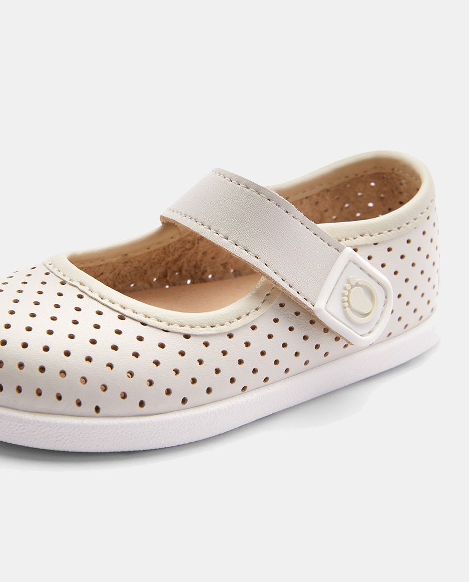 Sapatos de Presilha Barefoot com Furos Bege-3
