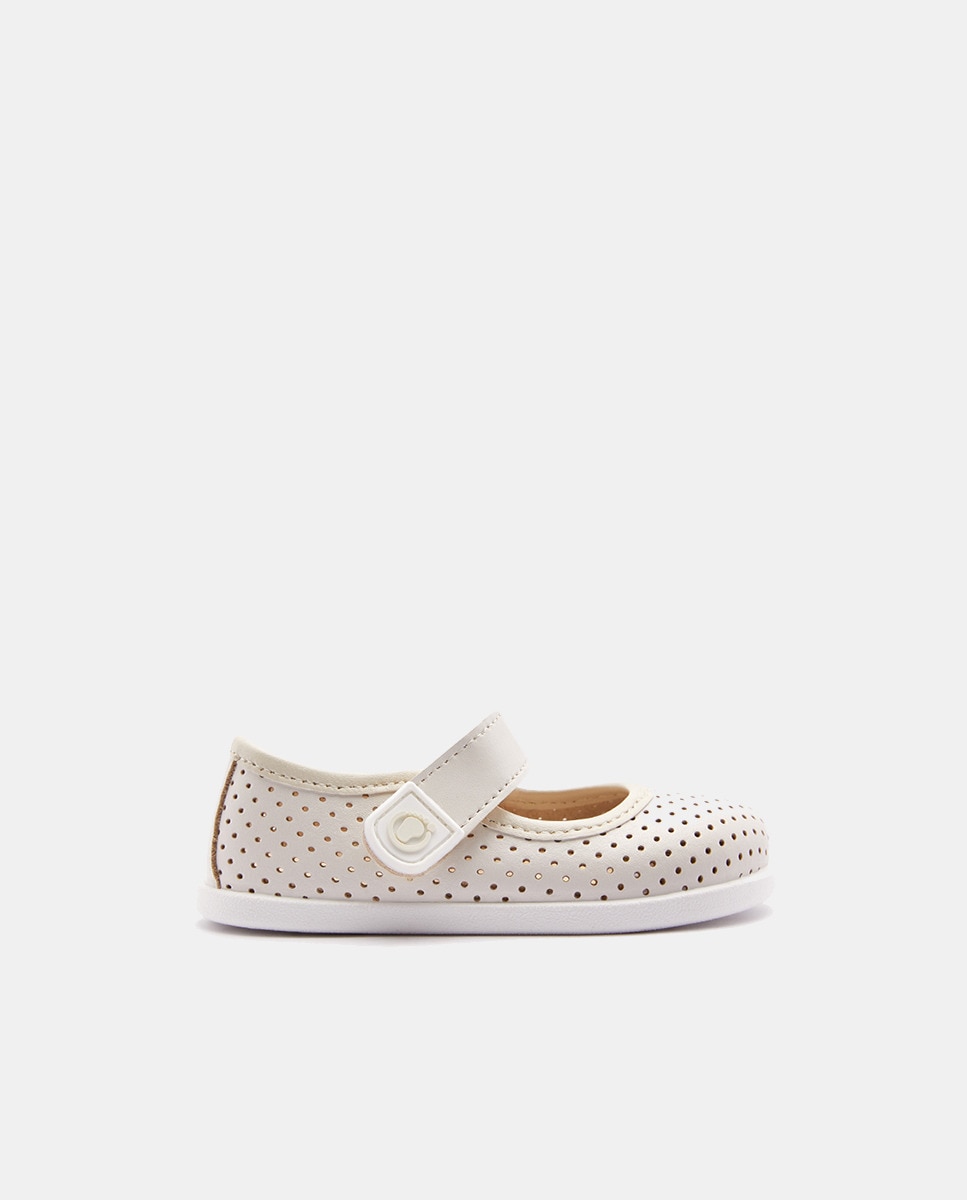 Sapatos de Presilha Barefoot com Furos Bege-1