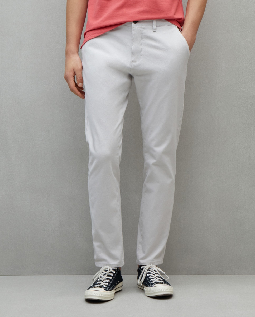 Calças Chino Slim em Algodão Bi-Stretch Branco-gelo-2