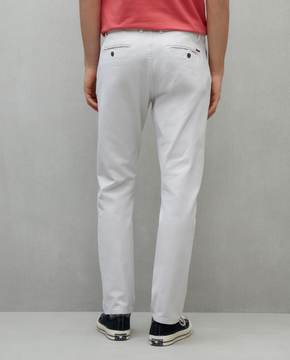 Calças Chino Slim em Algodão Bi-Stretch Branco-gelo-3