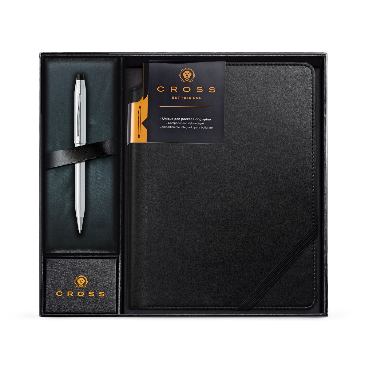 Imagem 0 de Conjunto de Presente de Caderno Preto Médio com Caneta Century II Cromada Cross