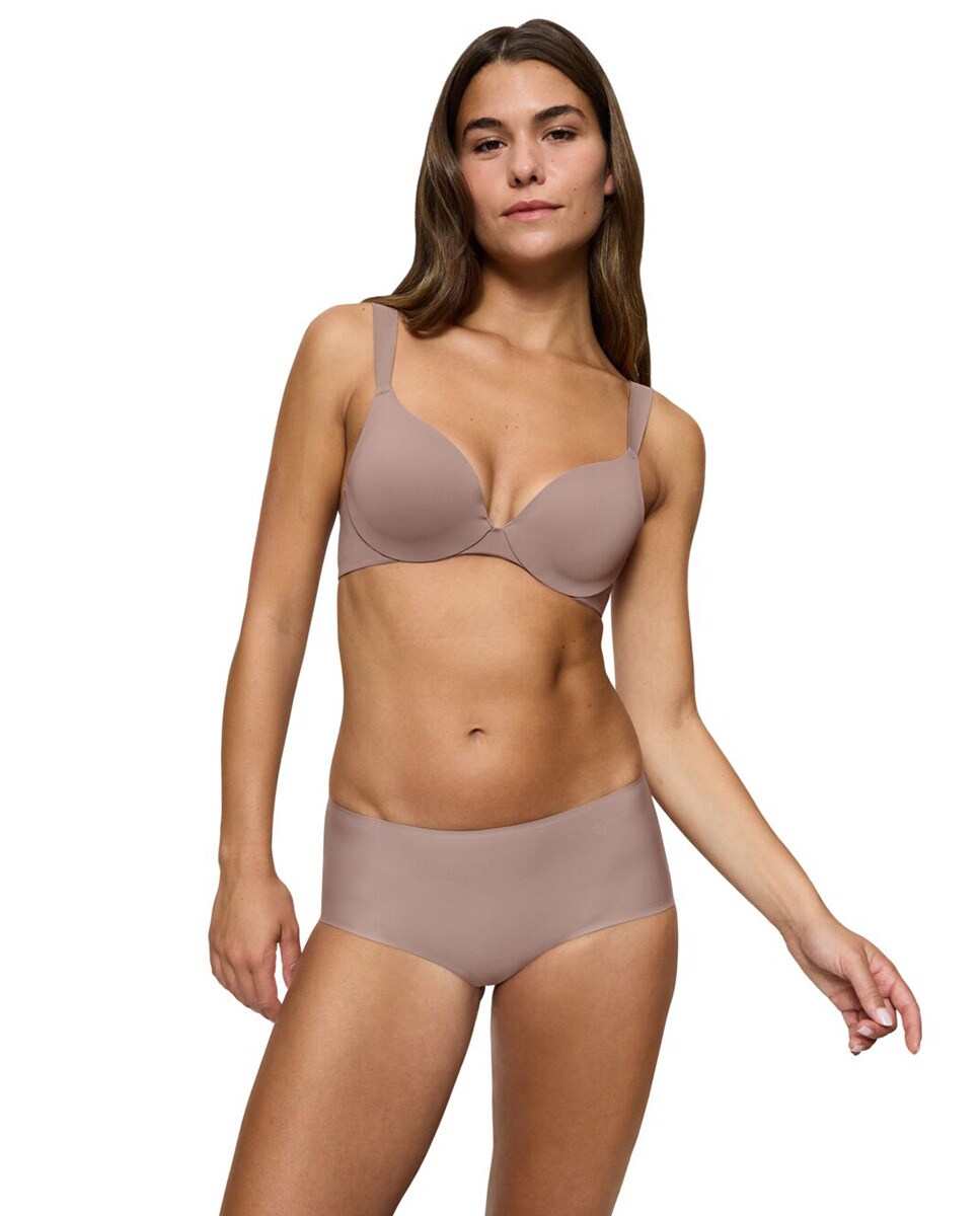 Cueca de Cobertura Média e Perna Alta Taupe-5