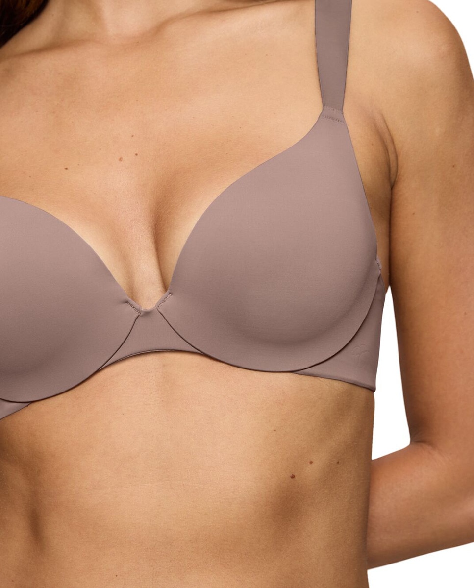Soutien de Decote Profundo com Aro Flexível e Copa Almofadada Taupe-3